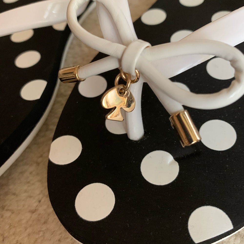Kate Spade Black/White Polka Dot Charm Flip Flops